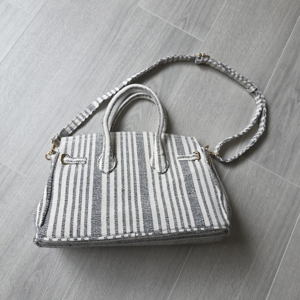 Striped Grey and White Bag - Picture 2 of 6